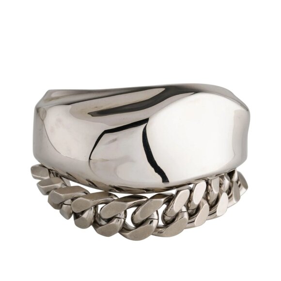 NWT Alexander McQueen Molten Chain Cuff Bracelet Silver Sz Small - Picture 2 of 16